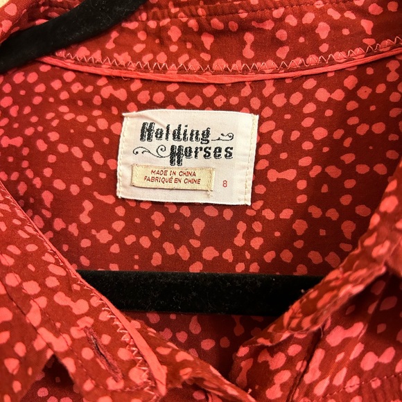 34.Holding Horses Women’s Long Sleeve Red Printed Blouse/Shirt. Size 8 - Picture 11 of 11